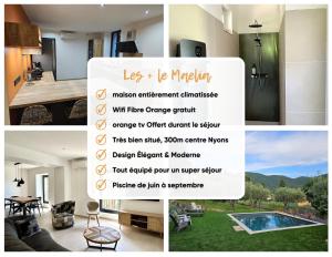 a collage of photos of a house with a flyer at Le Maëlia gîte 5 étoiles in Nyons