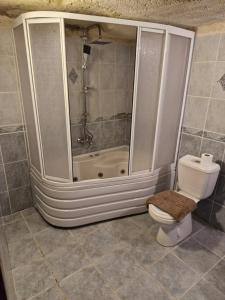 a bathroom with a shower and a toilet and a tub at Nature Park Cave Hotel in Goreme +122 photos