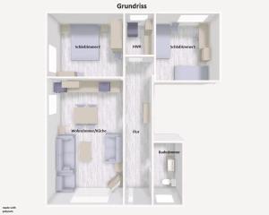 Půdorys ubytování Neue Wohnung für 4 Küche Terrasse