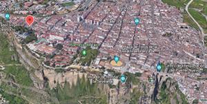 a map of a city on top of a mountain at Alojamientos Sueños de Ronda in Ronda