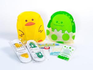 a set of three toy rubber ducks with their eggs at APA Hotel Asakusa Shin Okachimachi Ekimae in Tokyo