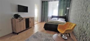 Televízia a/alebo spoločenská miestnosť v ubytovaní Apartament przy Parku