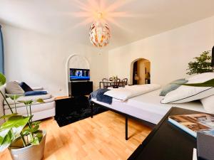 Postel nebo postele na pokoji v ubytování Schöne Ferienwohnung