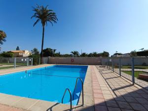une piscine avec un palmier en arrière-plan dans l'établissement Trendy Homes Chumberas Seaview, à Roquetas de Mar