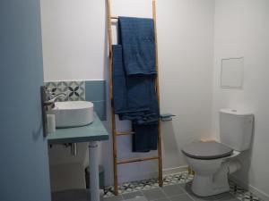 a bathroom with a sink and a toilet at CHAMBRES DE L'ORATOIRE-climatisées, Impasse calme, lumineuse, centre ville, Pézenas in Pézenas