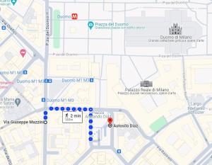 a map of a city with red dots at Duomo Prestige in Milan
