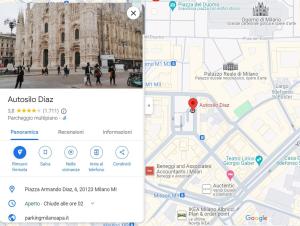 a screenshot of a google map and a map of austosis data at Duomo Prestige in Milan +4 photos