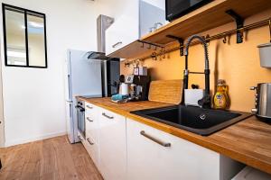 Cuisine ou kitchenette dans l'établissement Les suites du castillet
