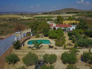 an aerial view of a backyard with a swimming pool at Finca Arboleda in Vera