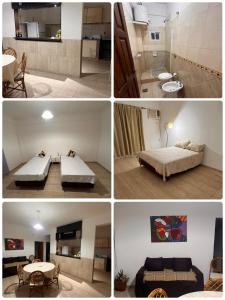 a series of four pictures of a room at Apartamentos Marconi in Resistencia