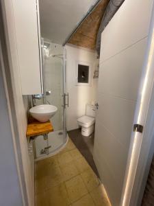 une salle de bains avec lavabo et toilettes dans l'établissement Barcelona Classic Plaza Real Apartments, à Barcelone 50 autres photos