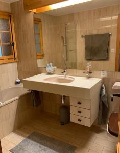 Koupelna v ubytování Magnifique chalet appartement à Villars, vue sur les alpes