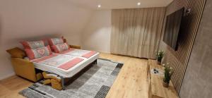 TV a/nebo společenská místnost v ubytování Renatas Ferienwohnung ISABEL + 29 fotografií