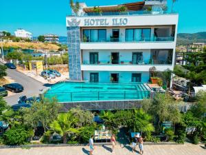 an aerial view of a hotel with a swimming pool at Ilio Boutique Hotel in Ksamil
