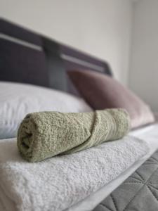 Postel nebo postele na pokoji v ubytování Apartman Galerija + 3 fotografie