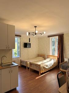 Postel nebo postele na pokoji v ubytování Evergreen Surami Hotel