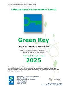 a flyer for an international environmental environmental agency green key at Sheraton Grand Incheon Hotel in Incheon