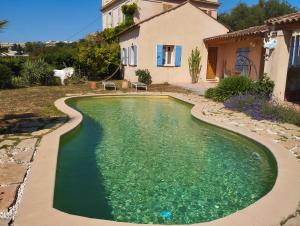 a swimming pool in the yard of a house at L'Albizia in Nice