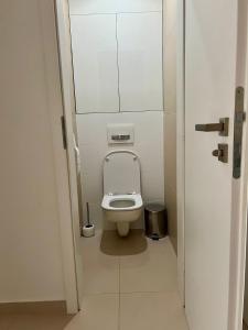 a small bathroom with a toilet in a stall at Luxury apartman Bojnice in Bojnice +8 photos