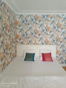 アンヌマスにあるGrande chambre d'hôte Lit king size - 3 mins Gare Annemasse - Genève accès directの白いベッド(カラフルな枕2つ付) +15枚の写真