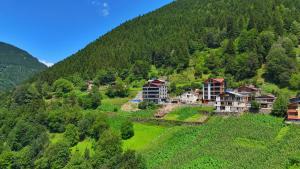 una vista aérea de un pueblo en una montaña en Sinor Home Uzungöl, en Uzungöl