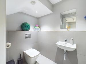 a white bathroom with a toilet and a sink at Wild Roses Serviced Apartments - Lake District in Backbarrow +20 photos