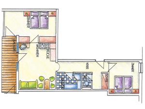 un dibujo de un plano del suelo de una casa en Residenz Tamara, en Sölden