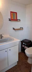 a bathroom with a sink and a toilet at L'atelier du peintre in Fox-Amphoux