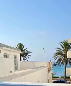 a white house with palm trees and the ocean at Dar BOUDERBALA in Mahdia +18 photos