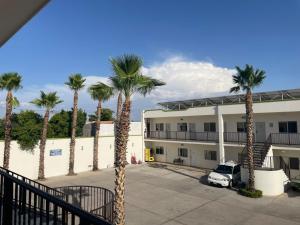 a group of palm trees in front of a building at Hotel las Palmas in Hermosillo