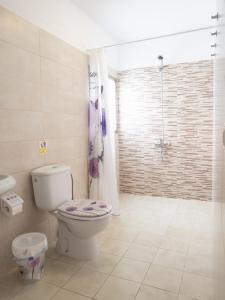 a bathroom with a toilet and a shower at Villa Estrella Polar in Tahiche