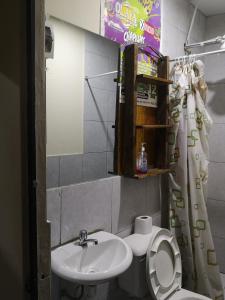ein Badezimmer mit Toilette und Waschbecken in der Unterkunft la casa de los amigos in Arequipa