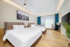 Lova arba lovos apgyvendinimo įstaigoje Raffles Executive Apartment - Guangzhou Huijin International Finance Center, Keyun Road Metro Station Branch-Canton Fair Free Shuttle