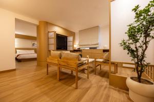 Kuchyň nebo kuchyňský kout v ubytování AanK Hotel & Spa Pyeongtaek