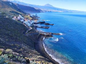 an aerial view of a beach and the ocean at Casa Higopico in Tacoronte