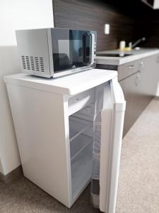 Kuchyň nebo kuchyňský kout v ubytování Apartmány Plzeň Zborovská 22 a