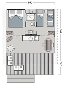 Půdorys ubytování Koru - Etna Glamping Experience