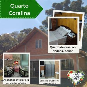eine Collage aus Bildern eines Hauses in der Unterkunft Quarto Coralina - Bio Cult in Campo Alegre