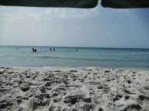 a group of people in the water at the beach at Apprt Proche Plage - Bien equipé in Kelibia