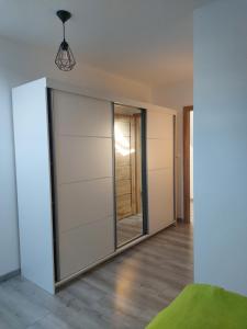 Zubrzyca DolnaZubrzycki Zakątek的配有推拉门和镜子的房间 更多15张照片