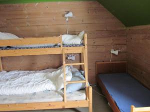 ロルダルにあるThe blue house, Røldalの二段ベッド2組 木製ルーム ベッド1台
