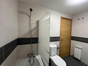 a bathroom with a shower and a toilet and a tub at Disfruta del pirineo oscense in Sabiñánigo +21 photos