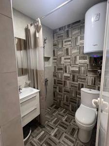 a bathroom with a toilet and a sink and a shower at Apartmani Juković in Ulcinj +36 photos
