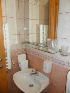 uma casa de banho com um lavatório e um espelho em B&B Boem em Pozarevac