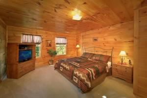 a bedroom with a bed and a television in a cabin at Private Paradise #2810 in Pigeon Forge