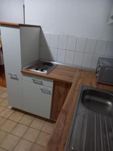 a small kitchen with a counter and a sink at Planinska kuća Rezo Rakitno in Posušje