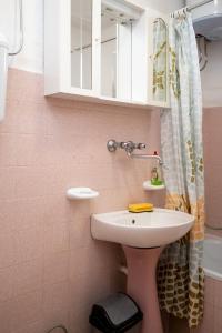 a bathroom with a white sink and a shower at Apartment Vidalici 6519f in Kustići +23 photos