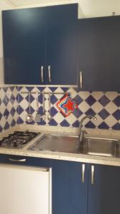 a kitchen counter with a sink and a stove at Casa Simonetta il Roseto in Ponza