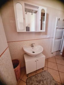 un bagno con lavandino e specchio di Alba Sweet ad Alba Adriatica