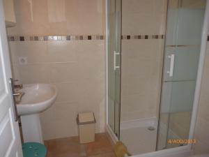 a bathroom with a shower and a sink at Villa THELISE in Le Muy